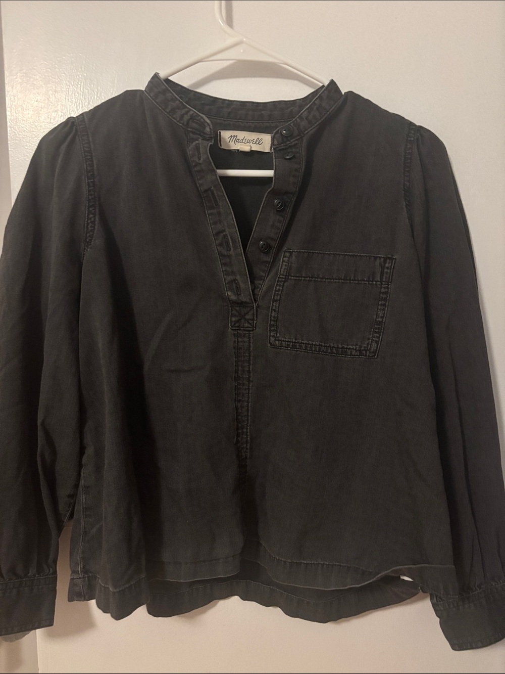 Madewell Washed Black Button Pullover Shirt